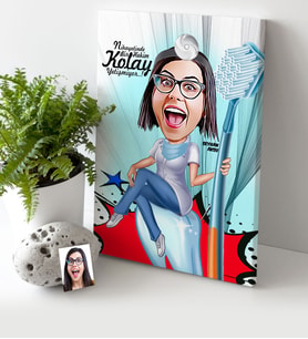 BK Gift Kişiye Özel Bayan Diş Hekimi Karikatür Kanvas Tablo 30x50cm 3