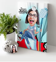 BK Gift Kişiye Özel Bayan Diş Hekimi Karikatür Kanvas Tablo 30x50cm 3
