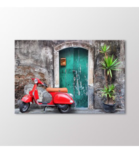 Arty Tablo Kırmızı Vespa Tablo (Karışık)