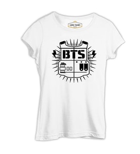 BTS - Logo Beyaz Kadın Tshirt