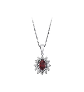 Sirius Pırlanta ve Oval Yakut Taşlı Anturaj Kolye 0704P0134