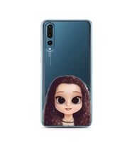 Kıvırcık Saçlı Kız Tasarımlı Süper Şeffaf Silikon Telefon Kılıfı Huawei P20 Pro 