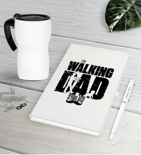 BK Gift Kişiye Özel The Walking Dad Beyaz Defter Kalem Termos Mug Seti-2 (Model 1)