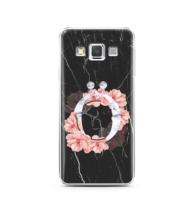 Mermer Çiçekli Harf Tasarım Süper Şeffaf Silikon Telefon Kılıfı Samsung A3 (2015