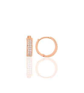 Söğütlü Silver Gümüş  rose  çift sıra taşlı halka küpe