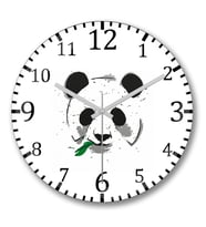 Panda Duvar Saati  Bombeli Gercek Cam
