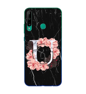 Mermer Çiçekli Harf Tasarım Süper Şeffaf Silikon Telefon Kılıfı Huawei P40 Lite 