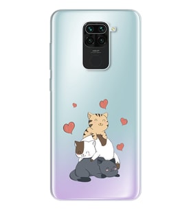 Kedi Kardeşler Tasarımlı Süper Şeffaf Silikon Telefon Kılıfı Xiomai Redmi Note 9