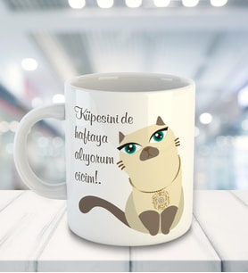 Meow Küpesini De Haftaya Alıyorum Cicim Temalı Kupa Bardak 81519