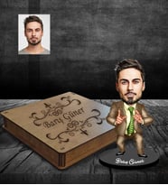 Kişiye Özel İş Adamı Karikatürlü Ahşap Biblo Kutulu Bay-10