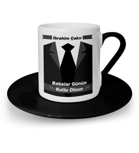 BK Gift Kişiye Özel Babalar Günü Temalı Siyah Türk Kahvesi Fincanı 25579
