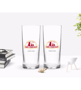 BK Gift Kişiye Özel Renkli Baskılı Nevşehir  Tasarımlı Turistik İkili Rakı Bardağı Seti-1 (Beyaz)