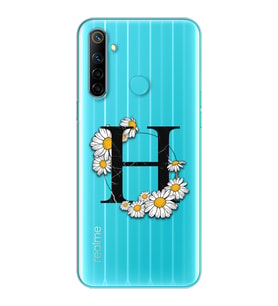 Papatya Harf Tasarım Süper Şeffaf Silikon Telefon Kılıfı Oppo Realmi 6i H-Harfi