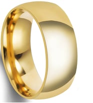 Unisex 8mm Geniş Bombeli Erkek Kadın Çelik Alyans Yüzük (Sarı)  cl19