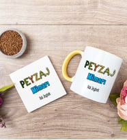 Peyzaj Mimarı Sarı Kupa Bardak Ve Bardak Altlığı Seti