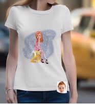 BK Gift Kişiye Özel Bayan Doğum Günü Karikatürlü Beyaz Tişört-10