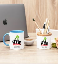 Fizik Öğretmeni Mavi Kupa Bardak Ve Kalemlik Seti