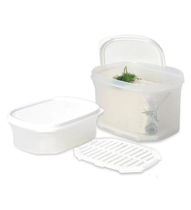 Moon Star Peynir Saklama Kabı Süzgeçli Hava Sızdırmaz 1,8+0,9 Litre-MID-ST200 (Beyaz)