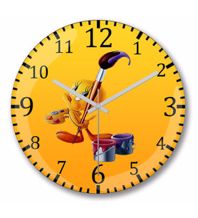 Looney Tunes Tweety Painting Duvar Saati Bombeli Gercek Cam