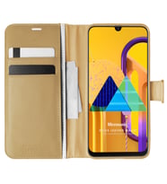 Microsonic Samsung Galaxy M30s Kılıf Delux Leather Wallet Gold