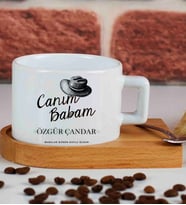 Canım Babam Babalar Günü Kaşıklı Ahşap Tepsili Fincan