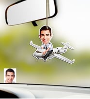 BK Gift Kişiye Özel Bay Kaptan Pilot Karikatürlü Ahşap Araba Dikiz Ayna Süsü (Çok Renkli)