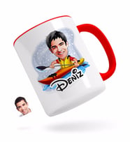 BK Gift Kişiye Özel Erkek Kanocu Karikatürlü Kırmızı Kupa Bardak-1