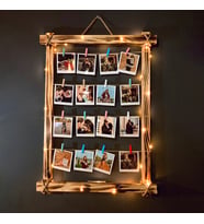 Kişiye Özel 14 Fotoğraflı İpli Ahşap Fotoğraf Çerçevesi 3 Mt Peri Led Işıklı