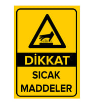NEW JARGON - Dikkat Sıcak Maddeler Levhası - Dekote Malzeme 25x35cm