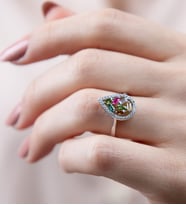 Mode Silver Karma taşlı damla form gümüş yüzük