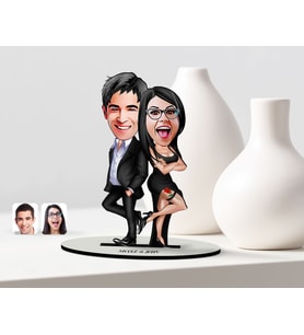 BK Gift Kişiye Özel Sevgili Karikatürlü Ahşap Biblo Model-6 (Beyaz)