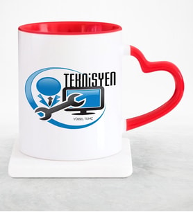 BK Gift Kişiye Özel Mesleki Teknisyen Kırmızı Kalpli Kupa Bardak