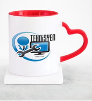 BK Gift Kişiye Özel Mesleki Teknisyen Kırmızı Kalpli Kupa Bardak