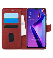 Microsonic Oppo A12 Kılıf Fabric Book Wallet Kırmızı