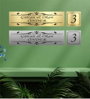 Kişiye Özel Kapı İsimliği ve Kapı Numarası Model 4 (Gümüş)