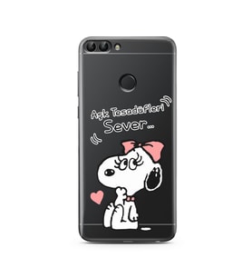 Snoopy Tasarımlı Süper Şeffaf Silikon Telefon Kılıfı Huawei PSmart (2018)