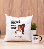 Bunun Havası Kime Kare Yastık ve Siyah Kupa Bardak