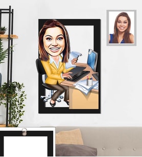 Kişiye Özel İş Kadını Karikatürlü 3D Ahşap Tablo 30x47 Bayan-8