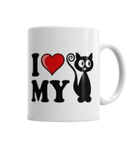 Sevimli Kedi İ Love Cat Kedi Kupa Bardak Porselen