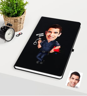 BK Gift Kişiye Özel Bay Polis Karikatürlü Siyah Defter - 2