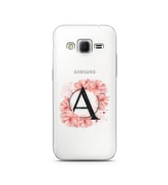 Pembe Çiçekli Harf Tasarım Süper Şeffaf Silikon Telefon Kılıfı Samsung Core Prim