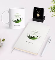 BK Gift Kişiye Özel Din Kültürü ve Ahlak Bilgisi Öğretmeni Beyaz Kupa Defter Kalem ve İsimli Papatya Kolye Hediye Seti-1 (Model 1)