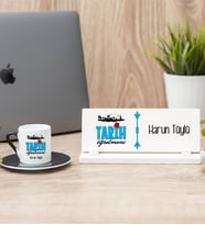 Tarih Öğretmeni Siyah Türk Kahvesi Fincanı Ve Masa İsimliği Hediye Seti