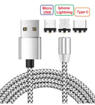 EOL - İphone Lightning Samsung Micro Usb Type C Mıknatıslı Şarj Kablosu