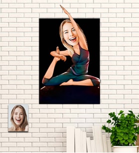 Kişiye Özel 8 Mart Dünya Kadınlar Günü Hediyesi Yoga Karikatür Ahşap Tablo