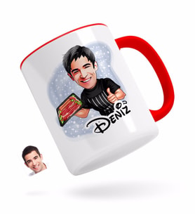 BK Gift Kişiye Özel Erkek Kasap Karikatürlü Kırmızı Kupa Bardak-2