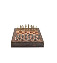 Gifthome Metal Satranç Takımı/Seti;Büyük,Mısır,Parlak,Gül,Sandıklı Masif Ahşap Satranç Tahtası (Çok Renkli)