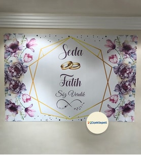 100x70cm Söz, Nişan, Kına Gecesi, Düğün İçin Kişiye Özel Branda Afiş Arka Fon