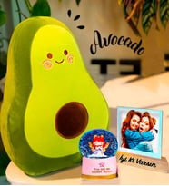 Kişiye Özel Fotoğraflı Avakado Yastık & Best Friends Işıklı Kar Küresi Arkadaşa Hediye