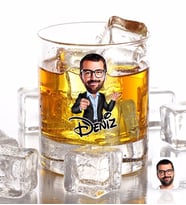 BK Gift Kişiye Özel Renkli Baskılı Erkek Karikatürlü Viski Bardağı-50 (Beyaz)